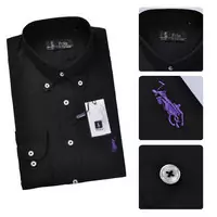 chemises manches longues ralph lauren hommes classic 2013 polo bresil poney coton noir
